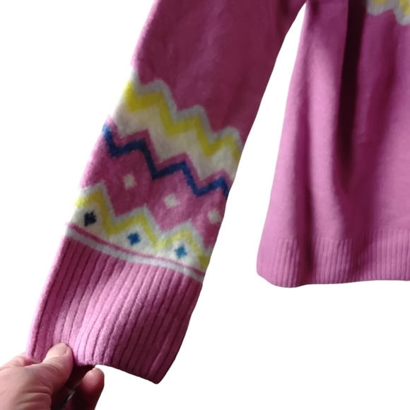 Vince Camuto Women's M Pink Fair Isle Crewneck Long Sleeve Pullover Sweater - Picture 5 of 7